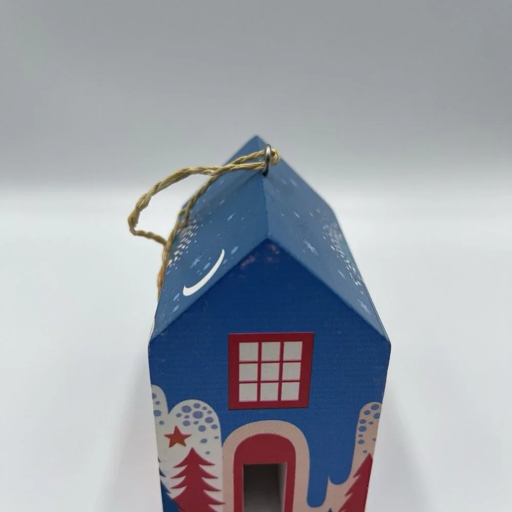 2015 Crate & Barrel Kate Forrester Wooden House Christmas Ornament Hearts & Home